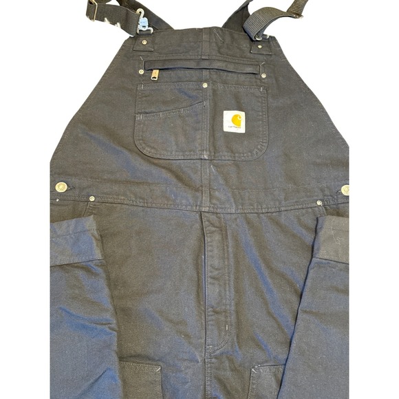 Carhartt OR4031-M Washed Duck Insulated Bib Overalls Black Mens Large Short NWT - Picture 3 of 5
